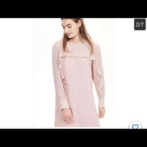 Banana republic ruffle front dress pink